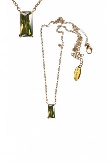 Baguette Crystal on Chain in Olive