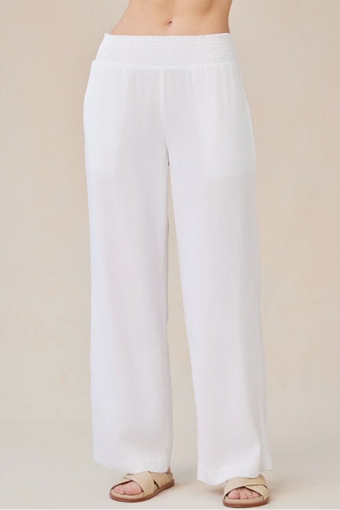 Bella Dahl Smocked Waist Wide Leg in White
