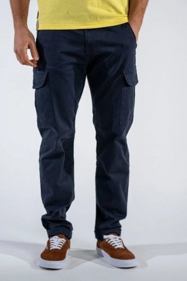 Cotton Cargo Trousers in Navy Blue