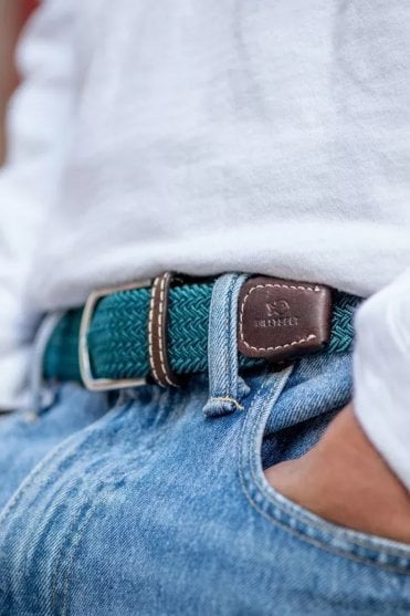 Elastic Woven Belt in Caribbean Blue