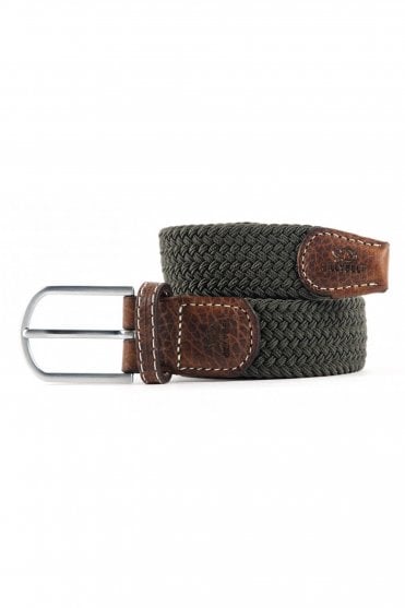Elastic Woven Belt in Khaki Green