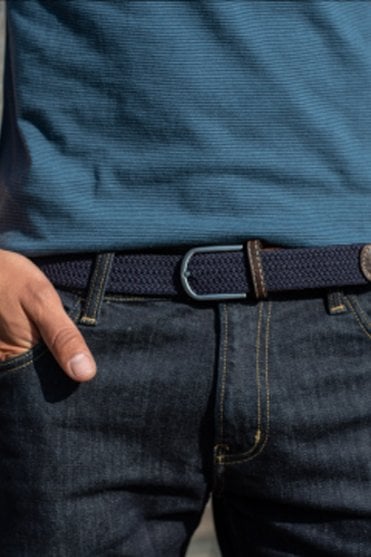 Elastic Woven Belt in Navy
