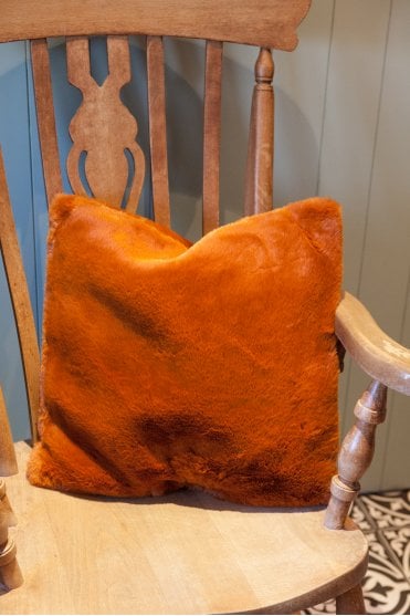 Burnt Amber Faux Fur Cushion