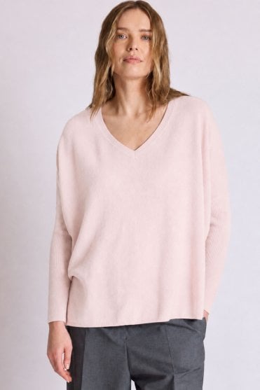 Camille V Neck Sweater in Marshmallow