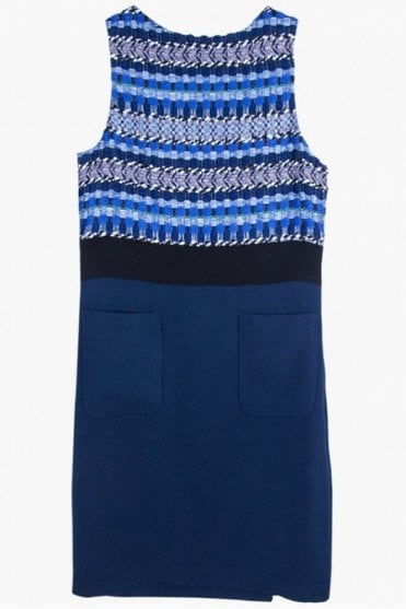 Clementine Kent Blue Jacquard Dress