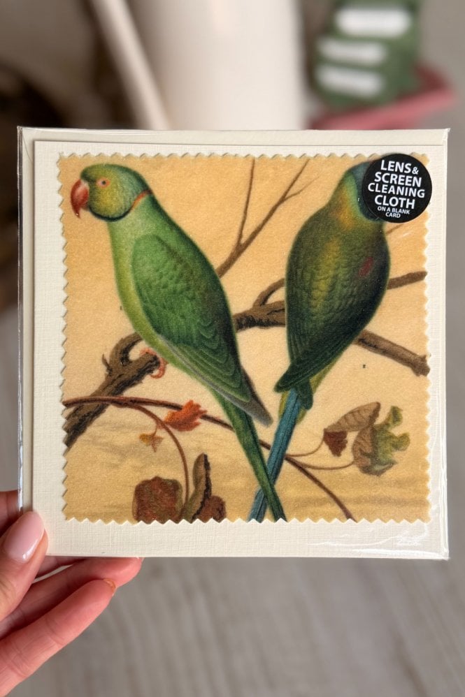 Cocoa Treasures Green Parakeets Glasses Wipe