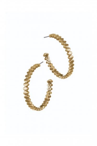 Cog Hoops in Brushed Gold
