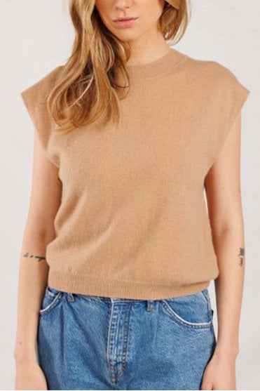 Lucca Crew Neck Tank in Camel