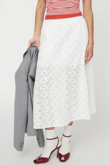 Cotton Lace Skirt in White