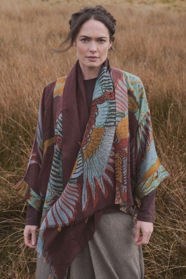 Crane Brown Wool Kimono