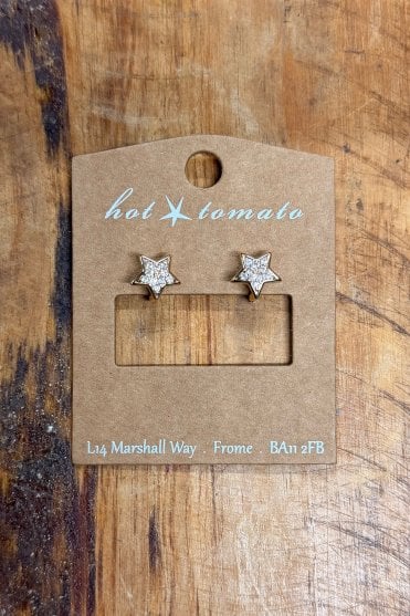 Crystal Star Studs in Gold