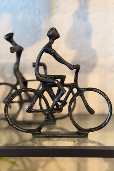 Cyclists Ornament Set of 2 in Black Pearl