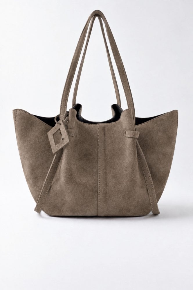 D.A.T.E Nina Velour Bag in Mud