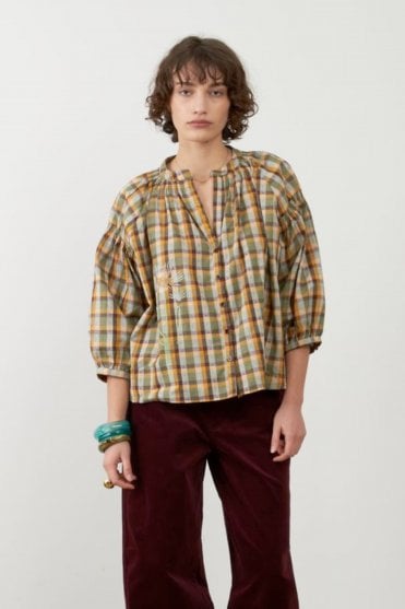 Daniele Blouse in Carreaux Choco
