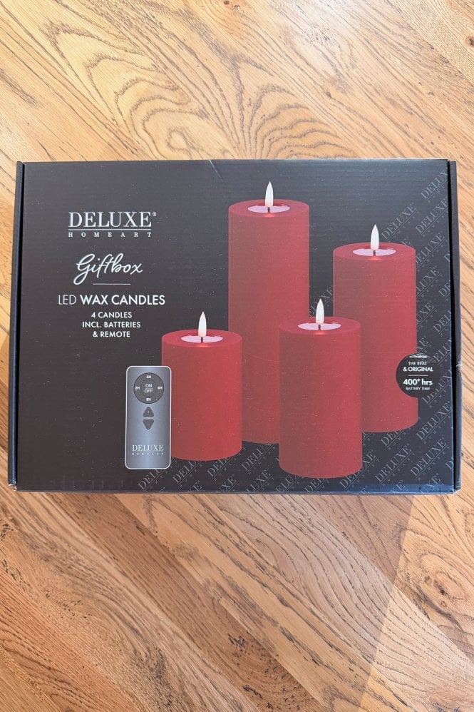 Deluxe Homeart Bordeaux LED Candle Giftbox