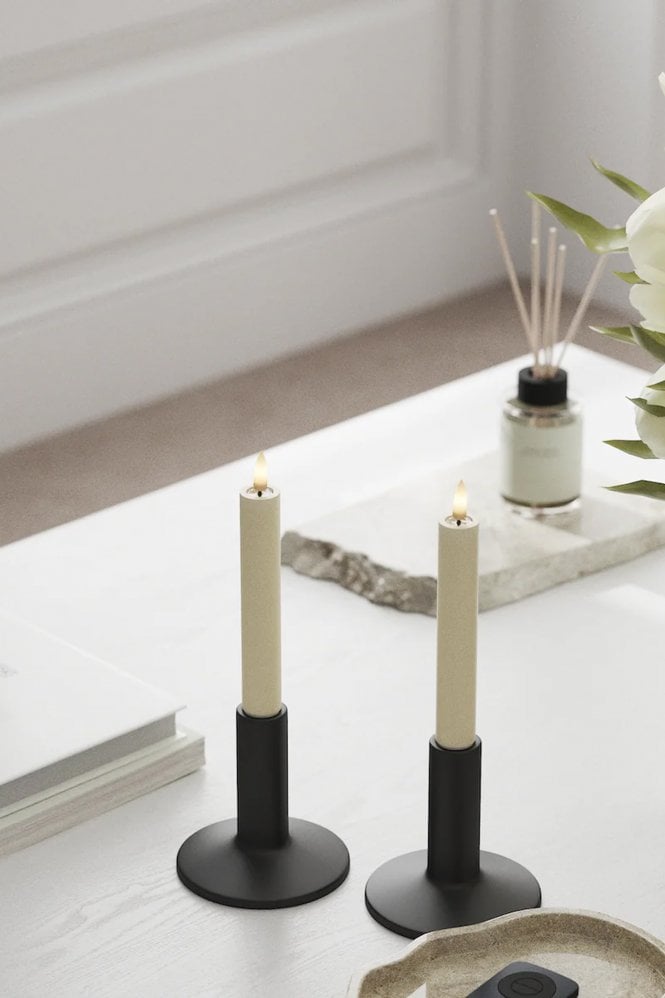 Deluxe Homeart Cream LED Dinner Candle Set of 2 15cm