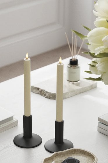 Cream LED Dinner Candle Set of 2 24cm