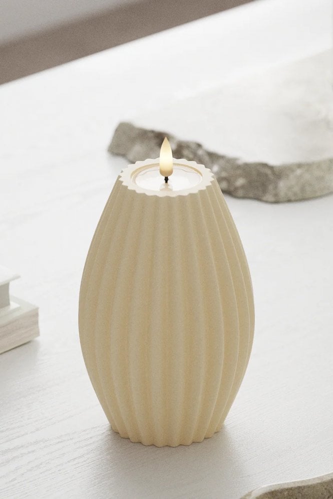 Deluxe Homeart Cream Stripe Candle 10 x 15cm