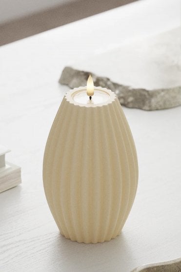 Cream Stripe Candle 10 x 15cm