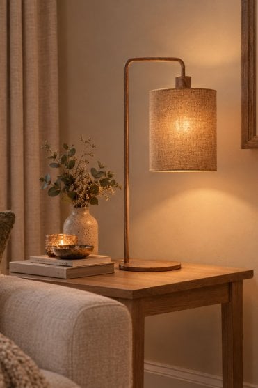 Donio Table Lamp in Dark Brown Wood