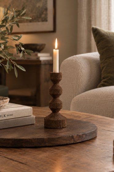 Dozza Candlestick in Dark Brown Medium