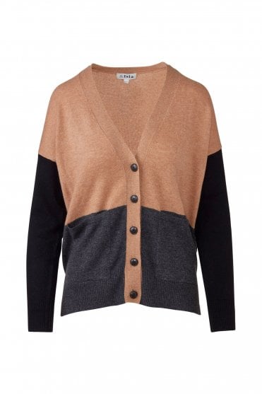 Easy Colorblock Vee Cardigan