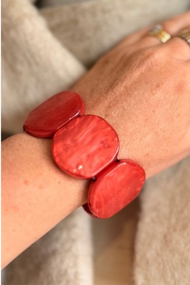 Elasticated Disc Bracelet in Satsuma