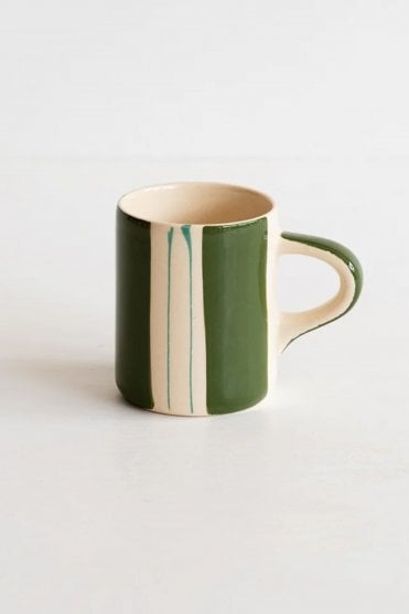 Espresso Cup Twin Stripe in Moss Green