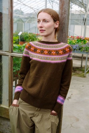 Fairisle Yoke Sweater in Military