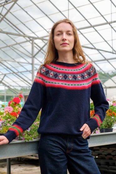 Fairisle Yoke Sweater in Navy