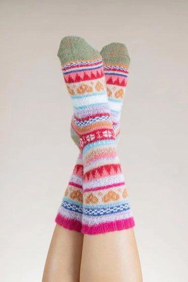 Coloured Cuff Wool Blend Socks