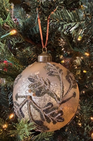 Gold Green Leaf Bauble