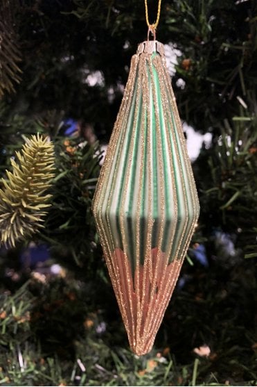 Green Ribbed Bauble