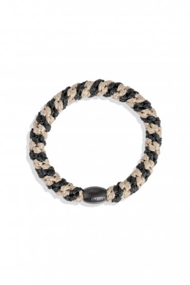 Hairband in Black Beige Glitter Stripe