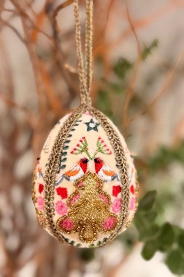 Hand Embroidered Tree Bauble