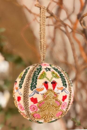 Hand Embroidered Tree Bauble