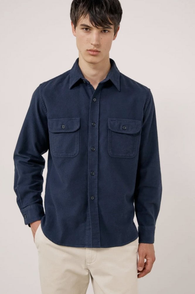 Hartford Mens Paco Pat Shirt in Marine Blue