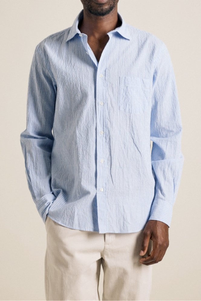 Hartford Mens Paul Shirt in Blue and White