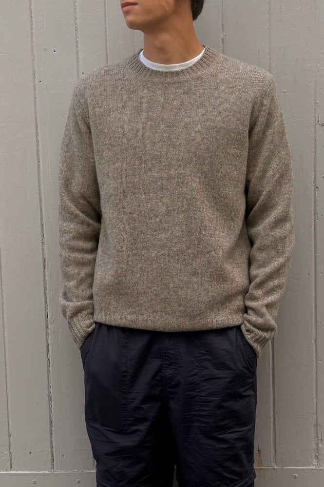 Hartford Mens Shetland Knitted Pullover in Mushroom