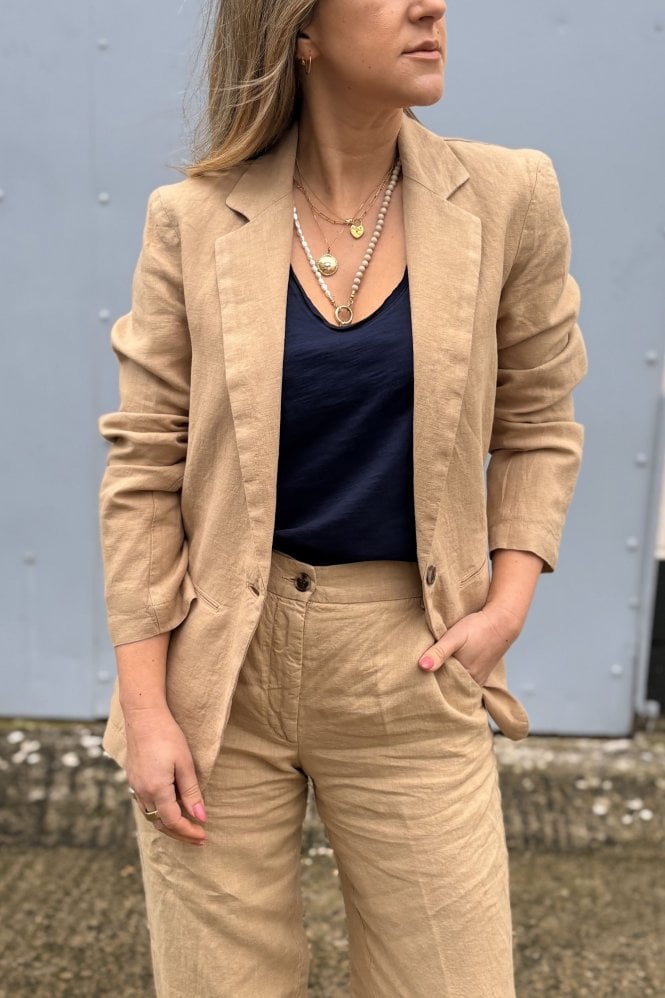 Hartford Virna Linen Jacket in Dune Beige