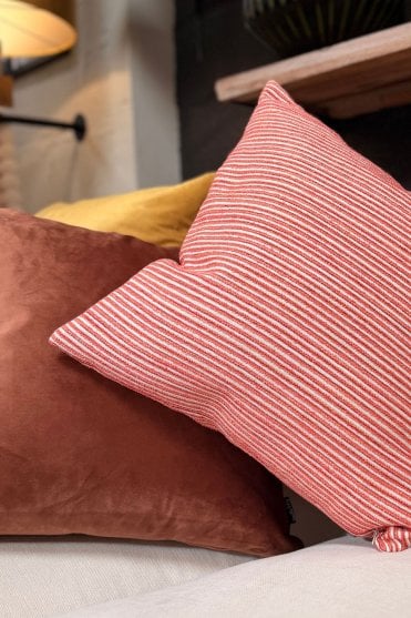 Hayden Cushion in Cream and Coral Feather Filled
