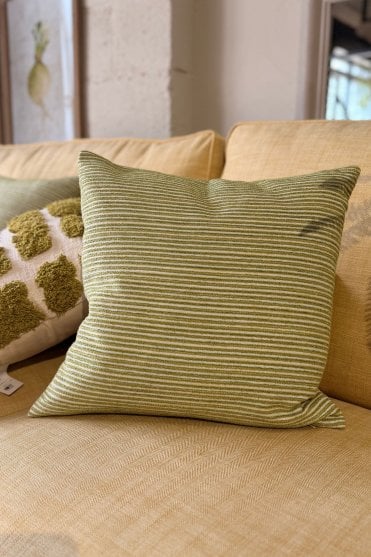 Hayden Cushion in Cream and Light Green Feather Filled
