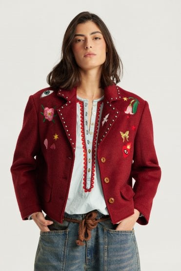 Heven Short Jacket in Bordeaux