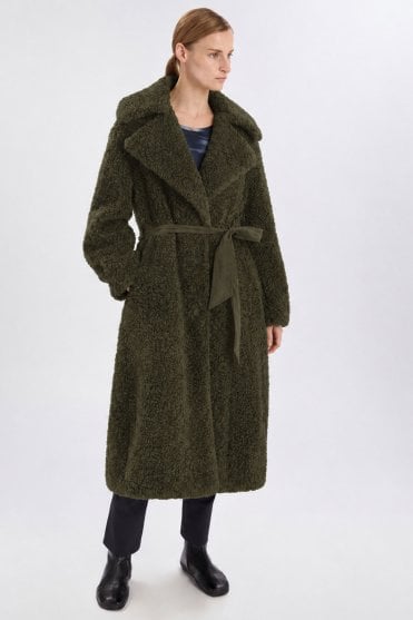 Softness Teddy Coat in Moss Green