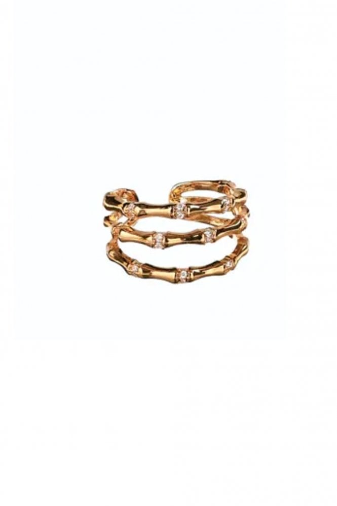 Hot Tomato Bamboo and Crystal Adjustable Ring