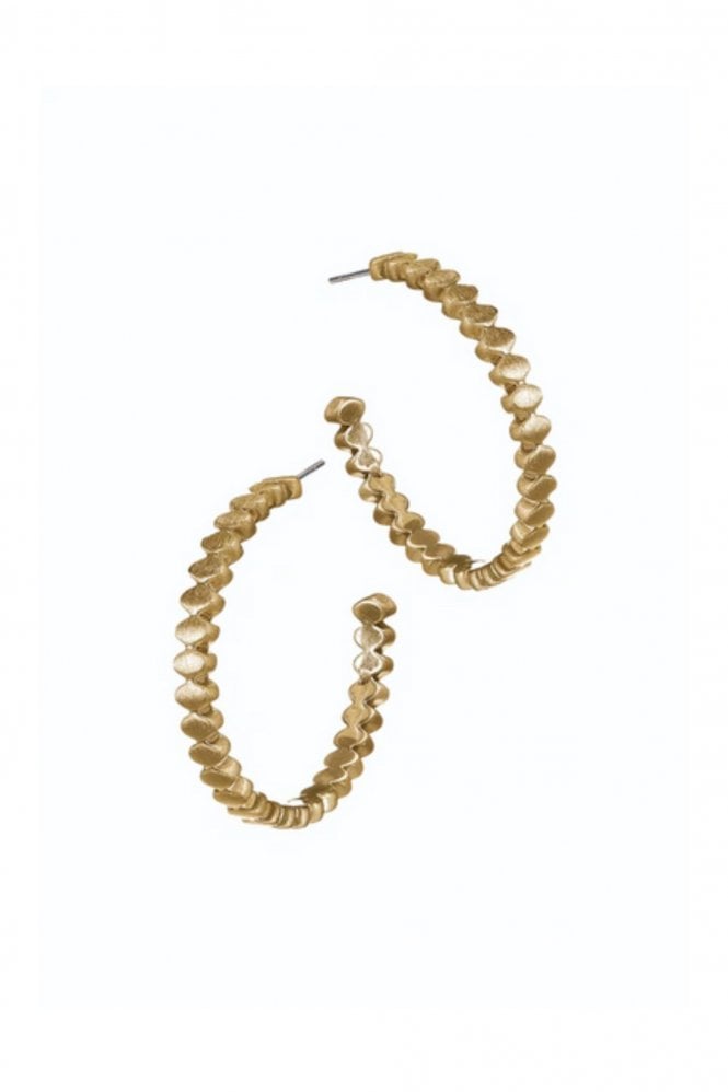 Hot Tomato Cog Hoops in Brushed Gold