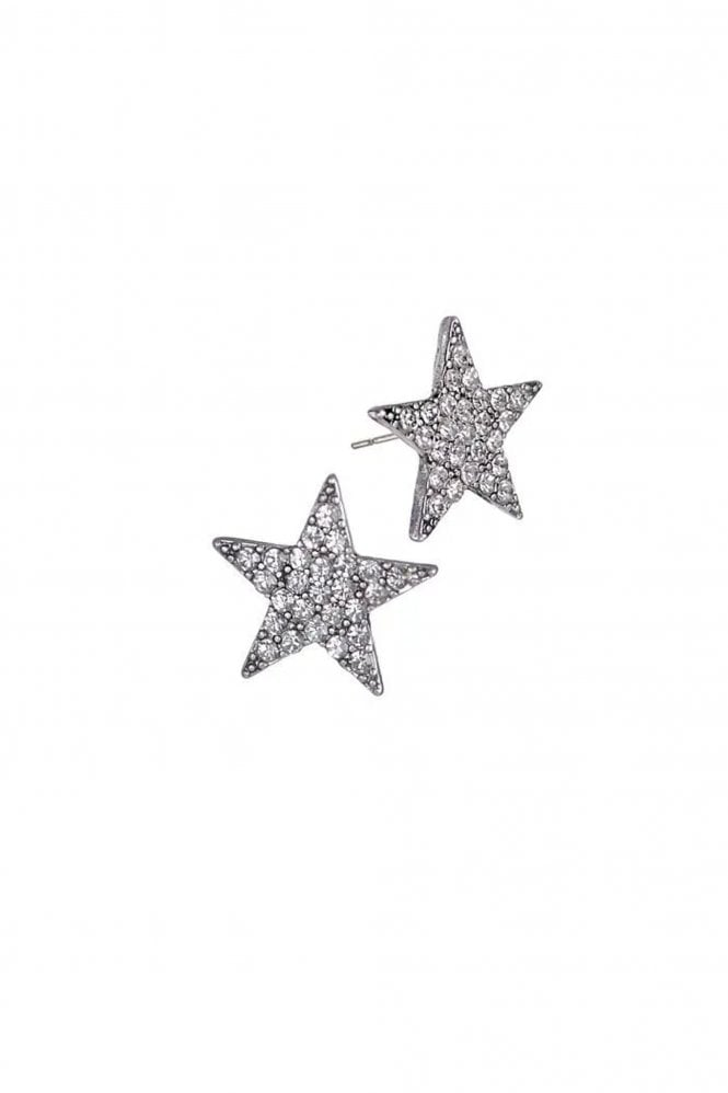 Hot Tomato Crystal Star Stud Earrings