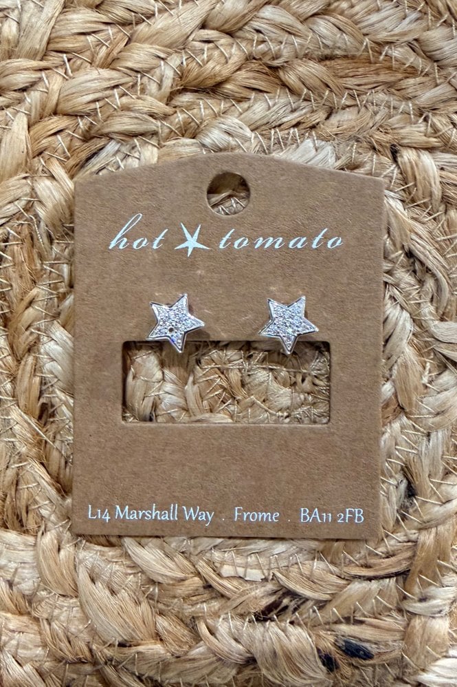 Hot Tomato Crystal Star Studs in Silver