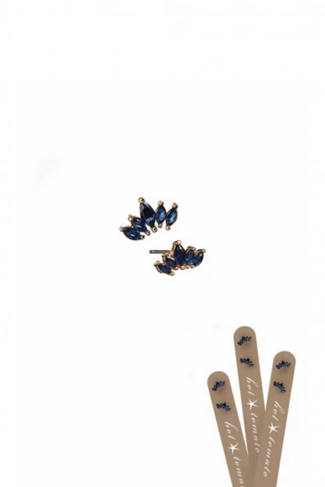 Hot Tomato Fan of Five Crystal Earring Navy