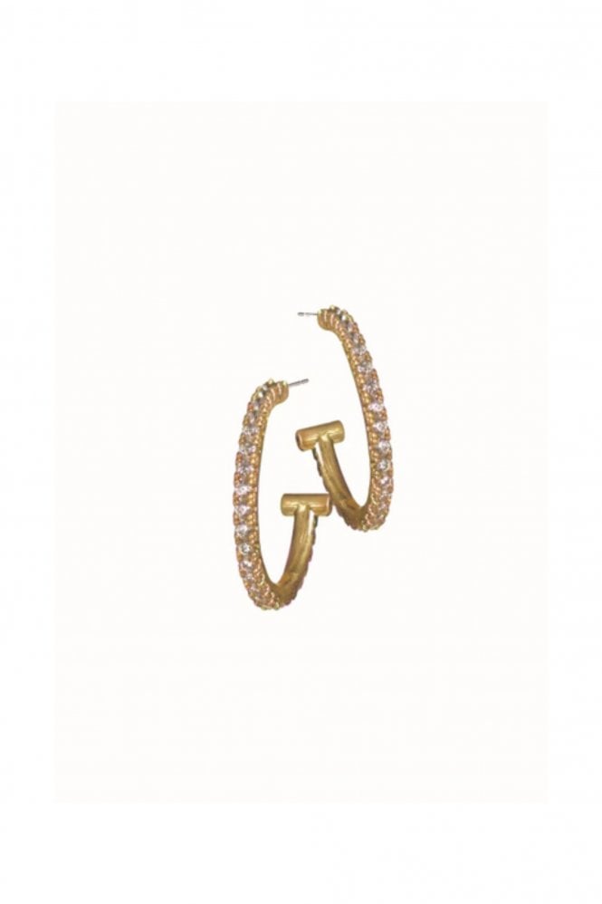 Hot Tomato Hammerhead Hoops Set in Worn Gold